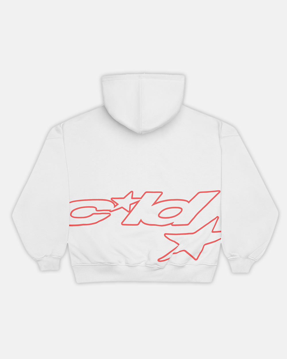 SUDADERA CON CAPUCHA DEFENSE GRIS CLARO Y ROJO