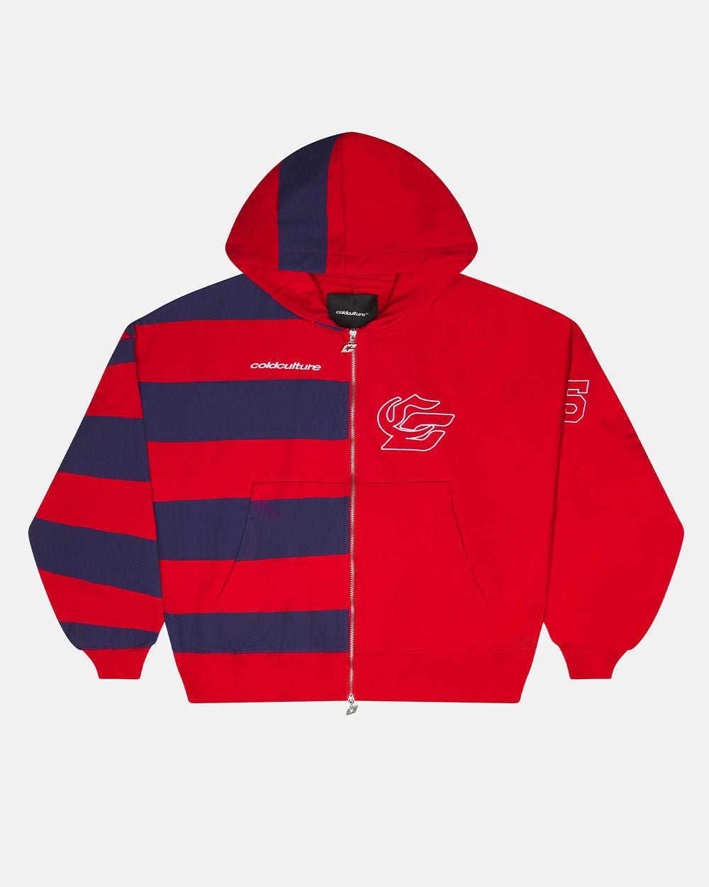 SUDADERA CON CAPUCHA Y CREMALLERA BARNA ROJA Y AZUL OSCURO