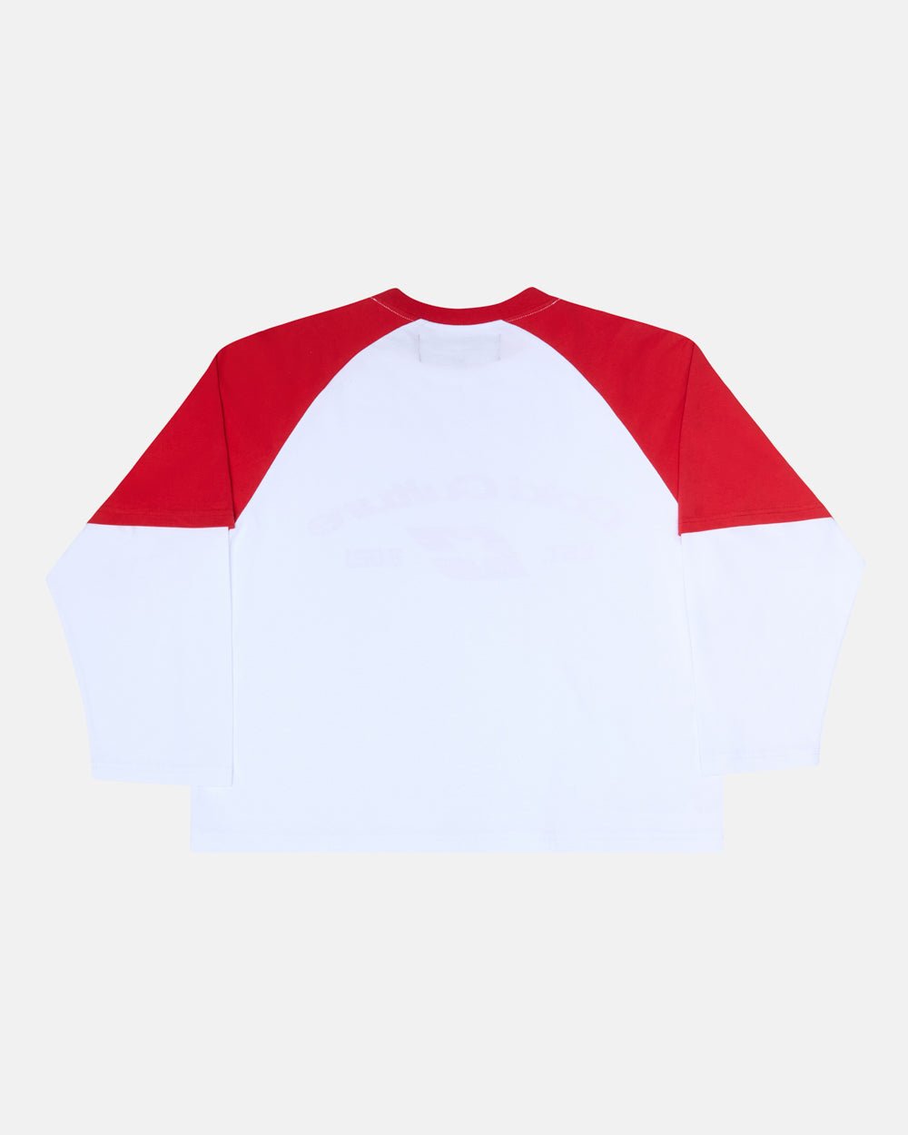 CAMISETA DE BÉISBOL DE DOBLE MANGA BLANCA/ROJA