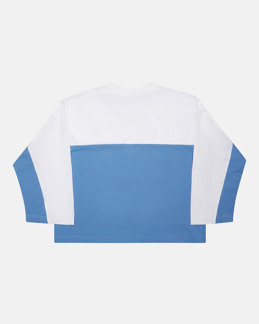 CAMISETA BICOLOR WAFFLE DE MANGA LARGA AZUL Y BLANCA