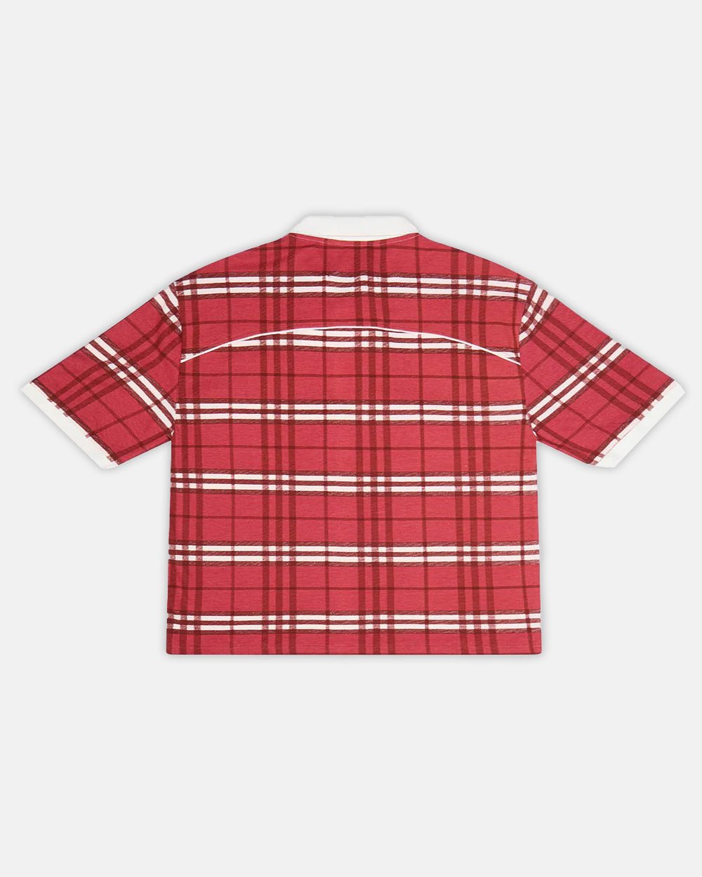 CAMISETA POLO A CUADROS CARMESÍ