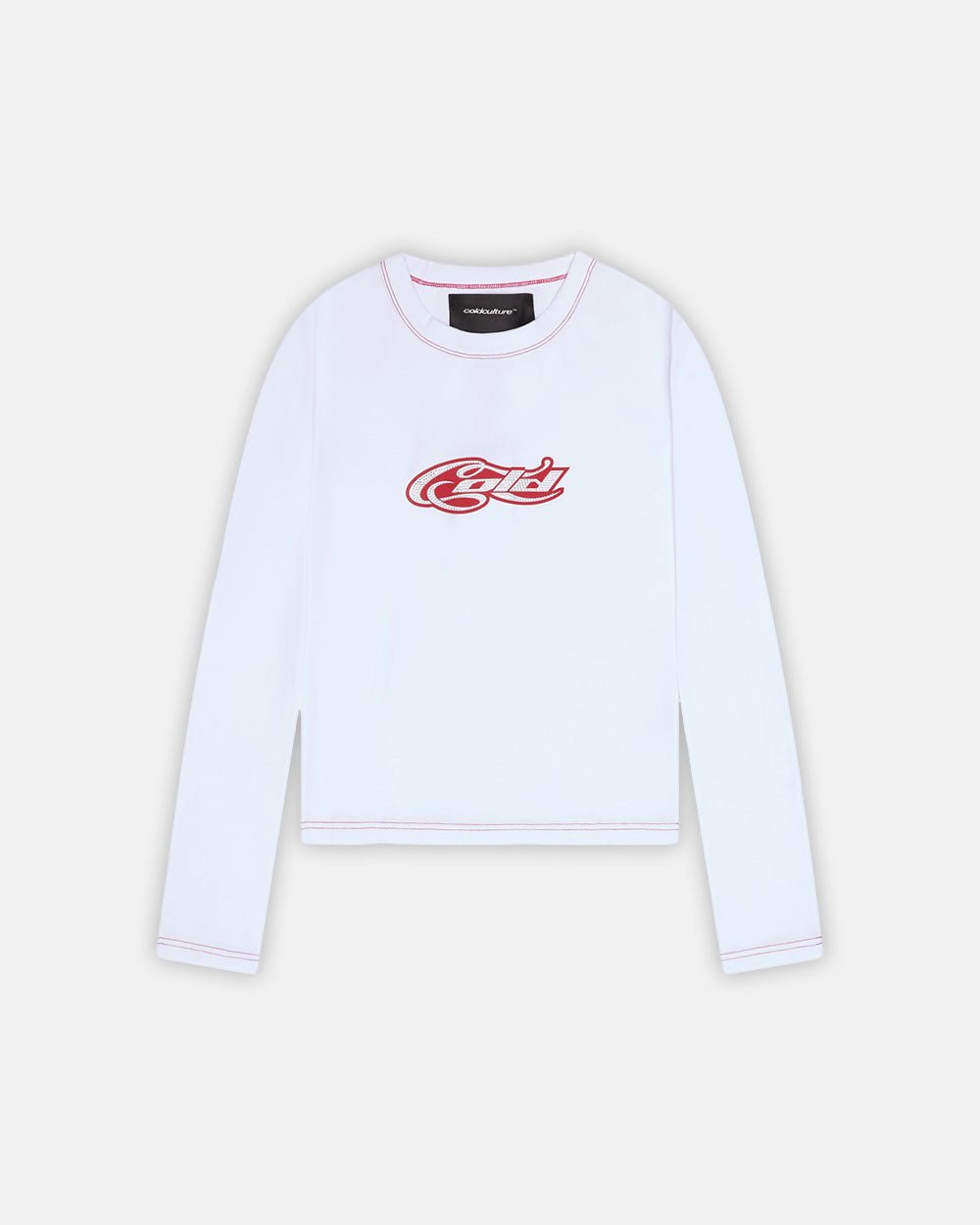 TOP DE MANGA LARGA CON STRASS RIZADO FRÍO BLANCO