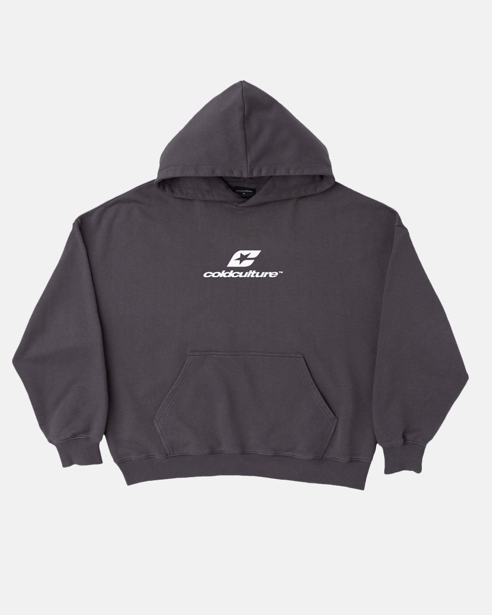 SUDADERA CON CAPUCHA CURVA GRIS GRUESO
