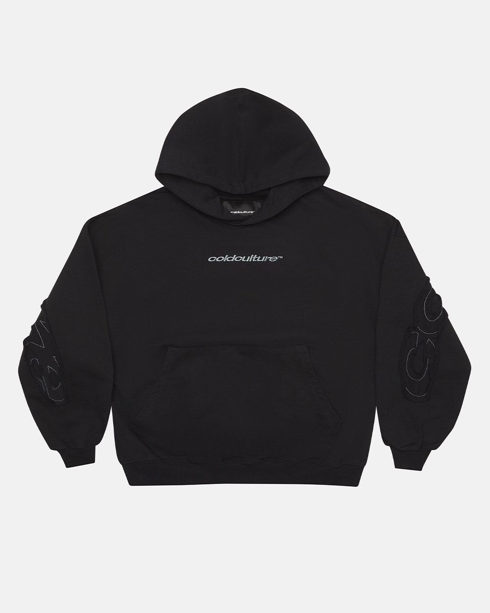 DISTRESS CURVED HOODIE BLACK