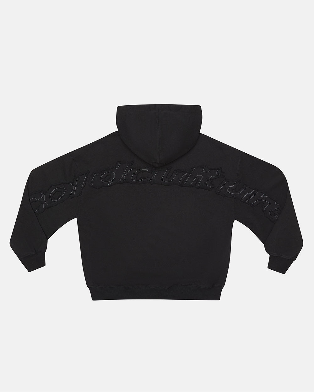 DISTRESS CURVED HOODIE BLACK