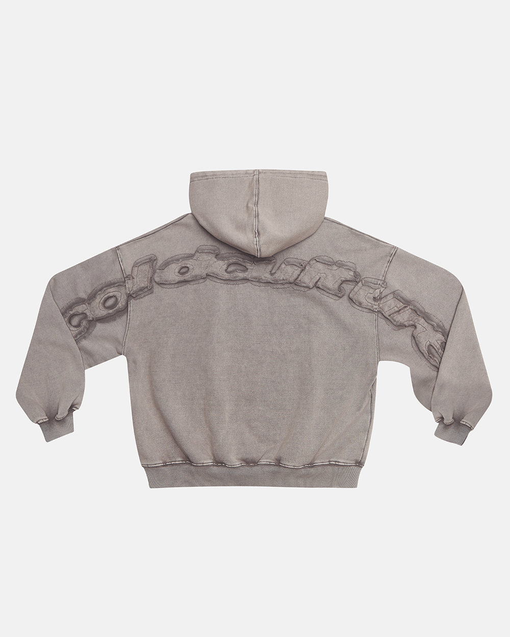 SUDADERA CON CAPUCHA CURVA DISTRESS GRIS