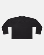 Camisa negra de manga larga curva Distress