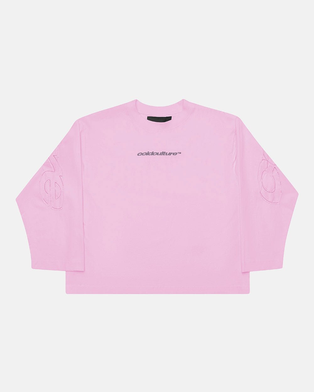 CAMISETA CURVADA DE MANGA LARGA DISTRESS ROSA