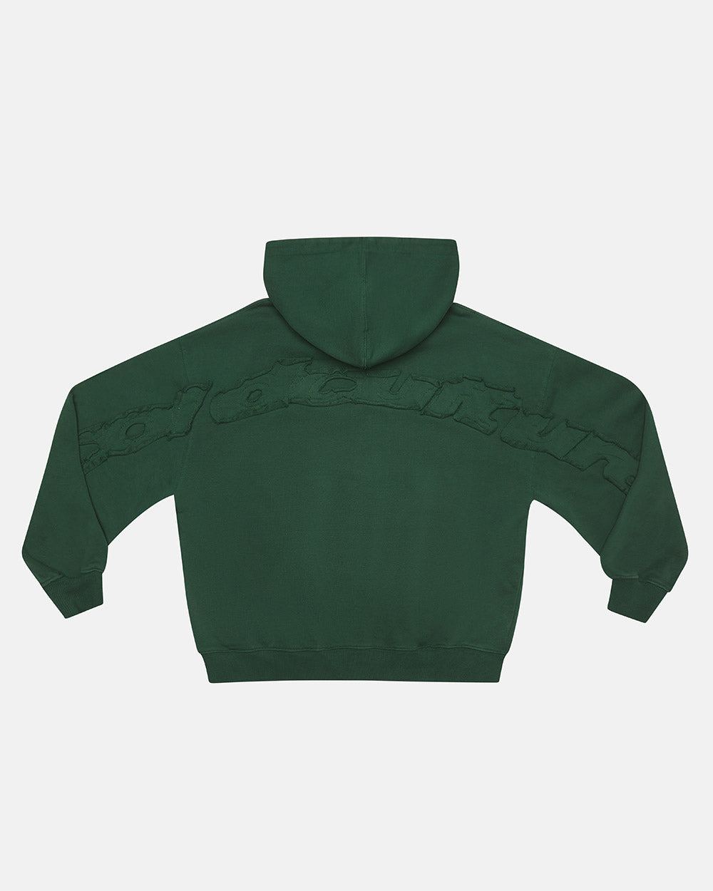 SUDADERA CON CAPUCHA Y CREMALLERA CURVA DISTRESS VERDE