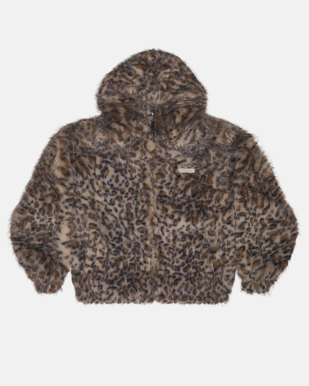 SUDADERA CON CAPUCHA DE PIEL LEOPARDO MARRÓN
