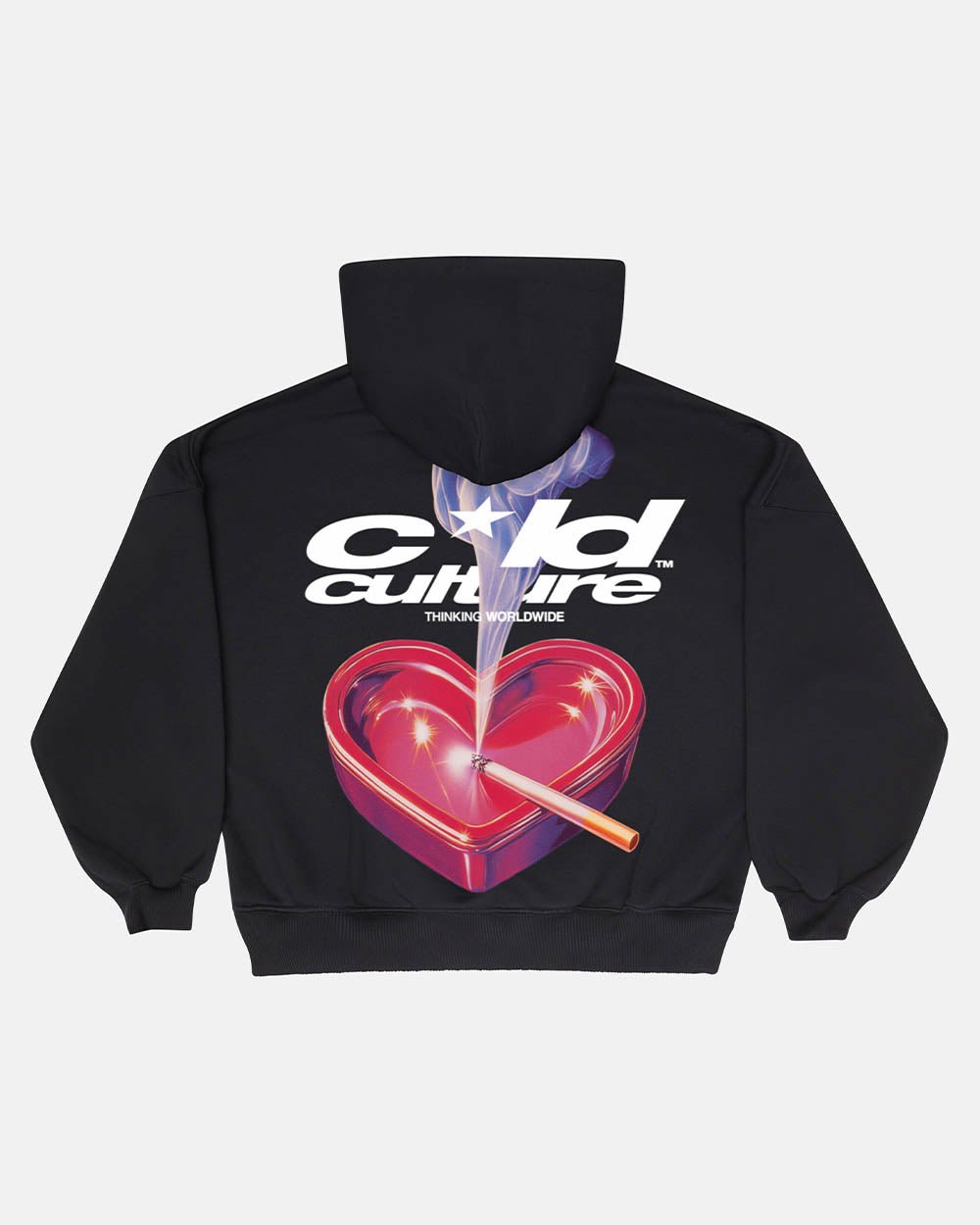 Sudadera con capucha y cenicero de corazón negra