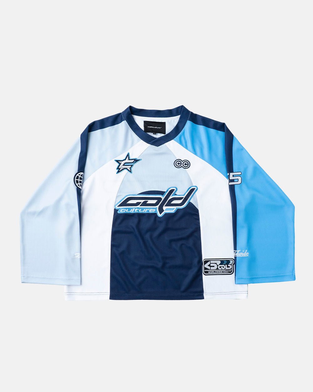 CAMISETA DE MANGA LARGA DE JUGADOR DE HOCKEY AZUL MARINO/AZUL BRILLANTE