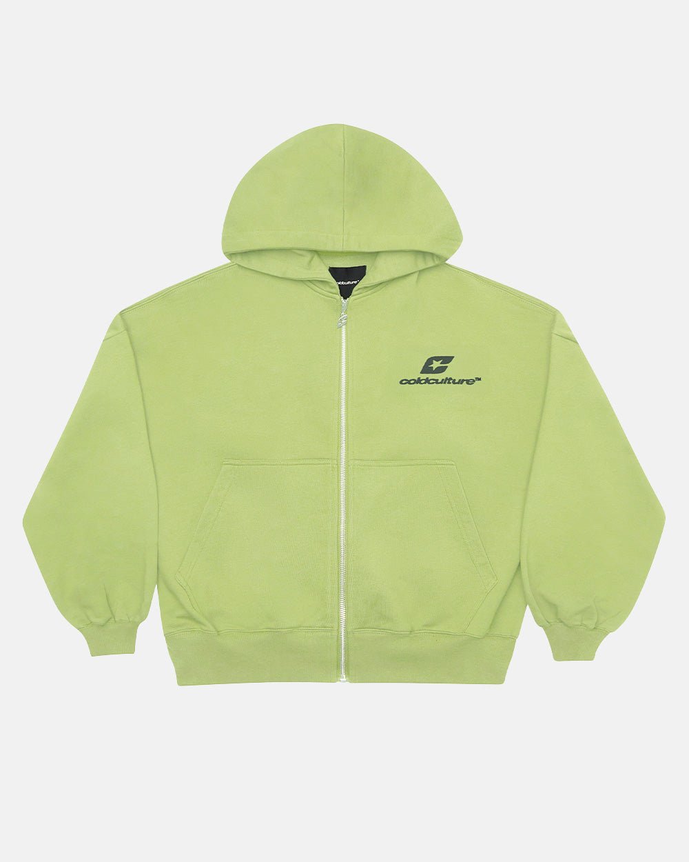 SUDADERA CON CAPUCHA Y CREMALLERA CURVA VERDE
