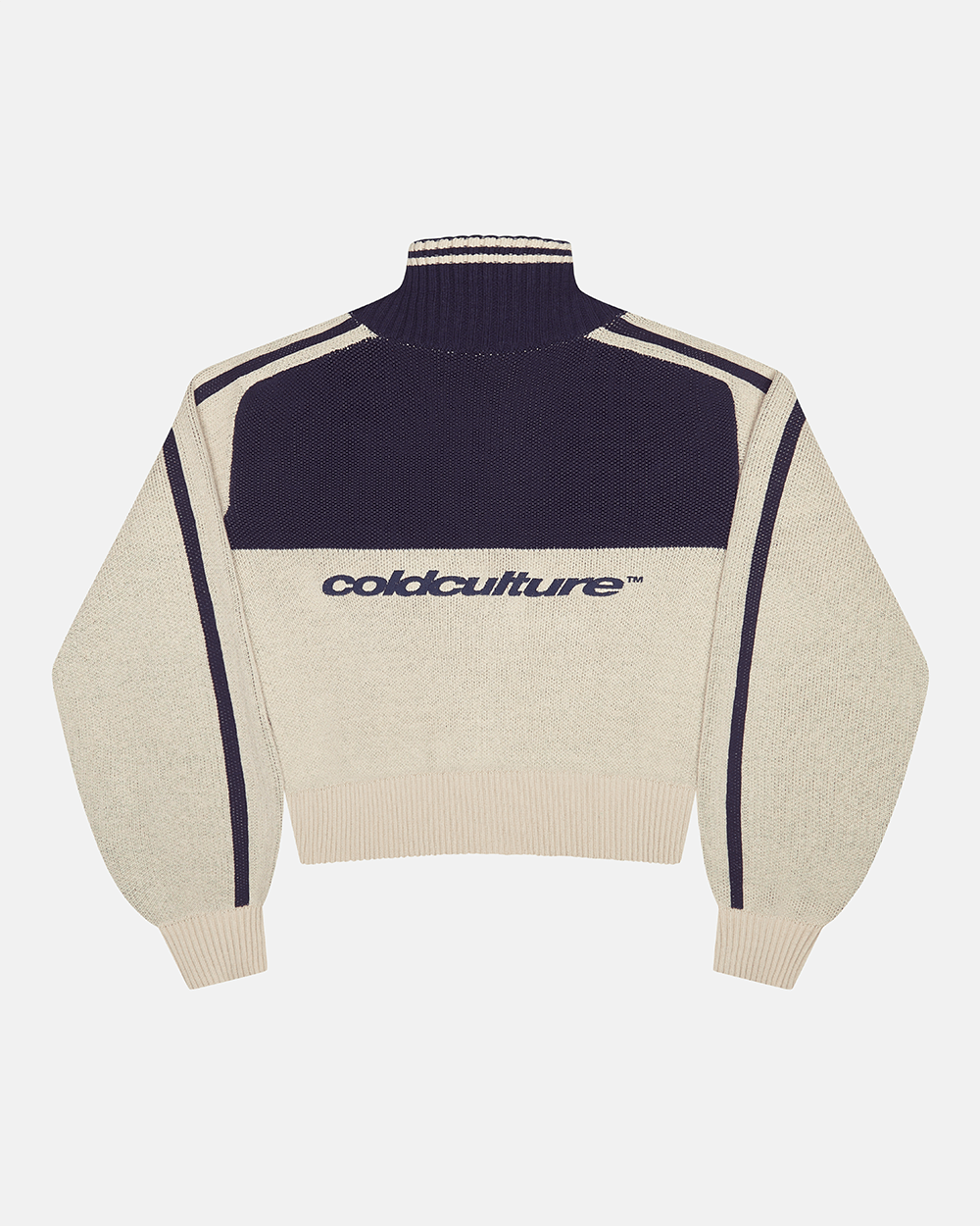 POWERLINE ZIP KNIT BEIGE Y AZUL OSCURO