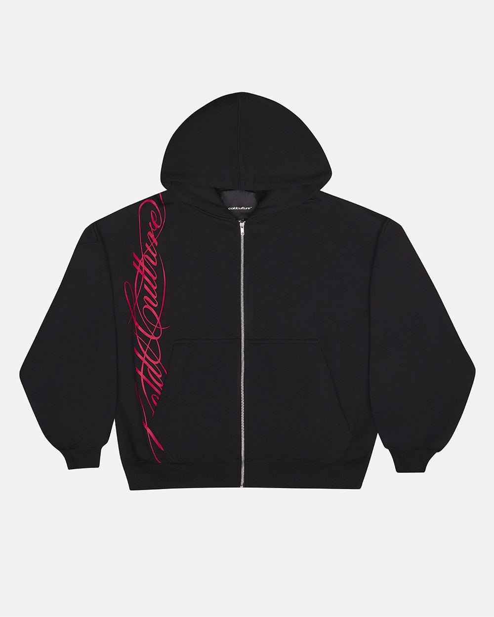SUDADERA CON CAPUCHA Y CREMALLERA SCRIPT NEGRA