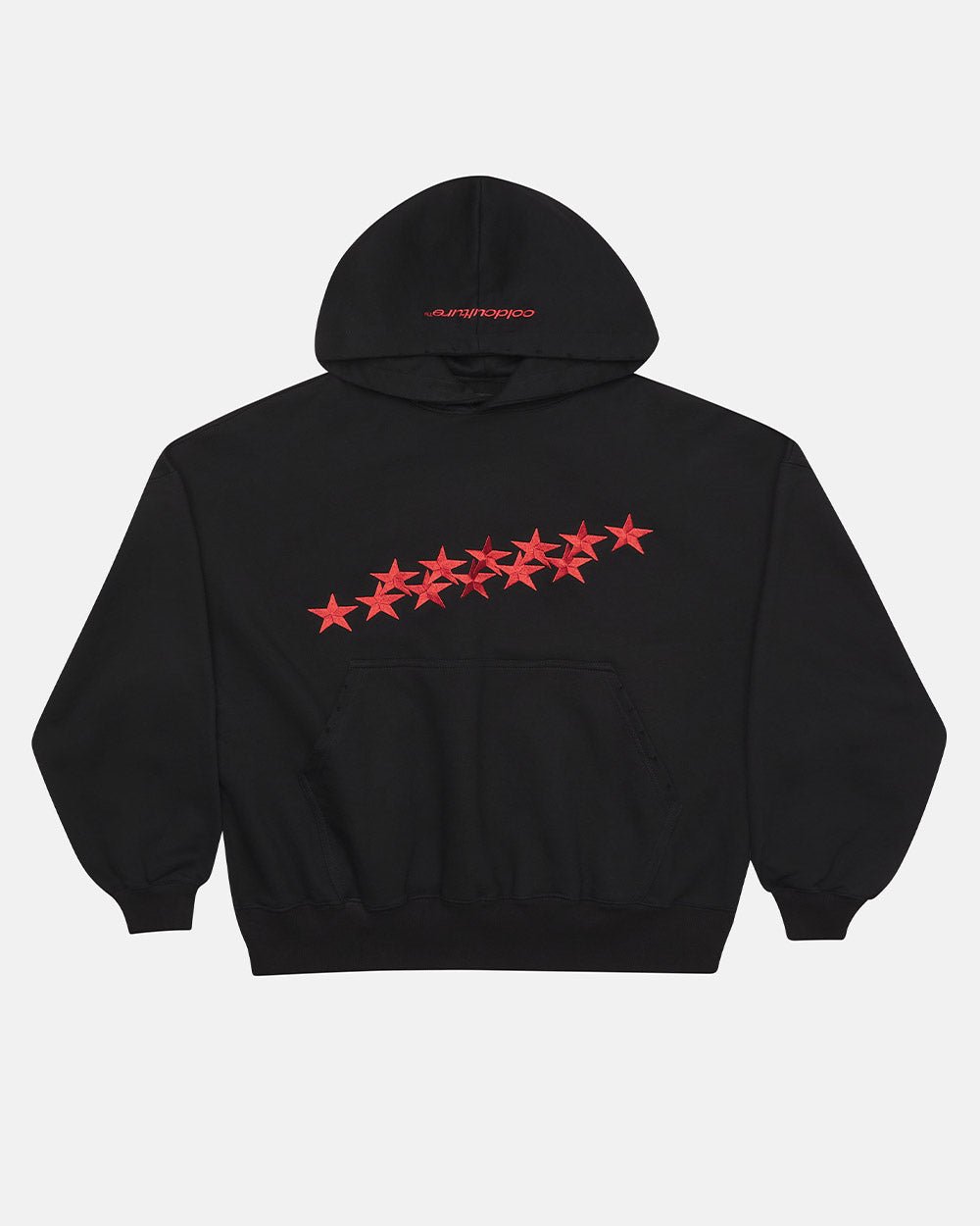 SUDADERA CON CAPUCHA ESTRELLAS NEGRA Y ROJA