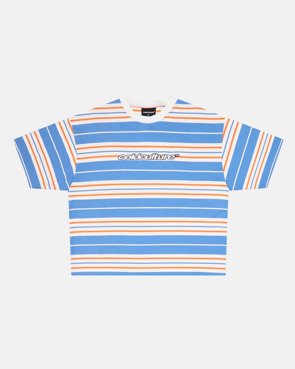 CAMISETA DE RAYAS NARANJA-AZUL