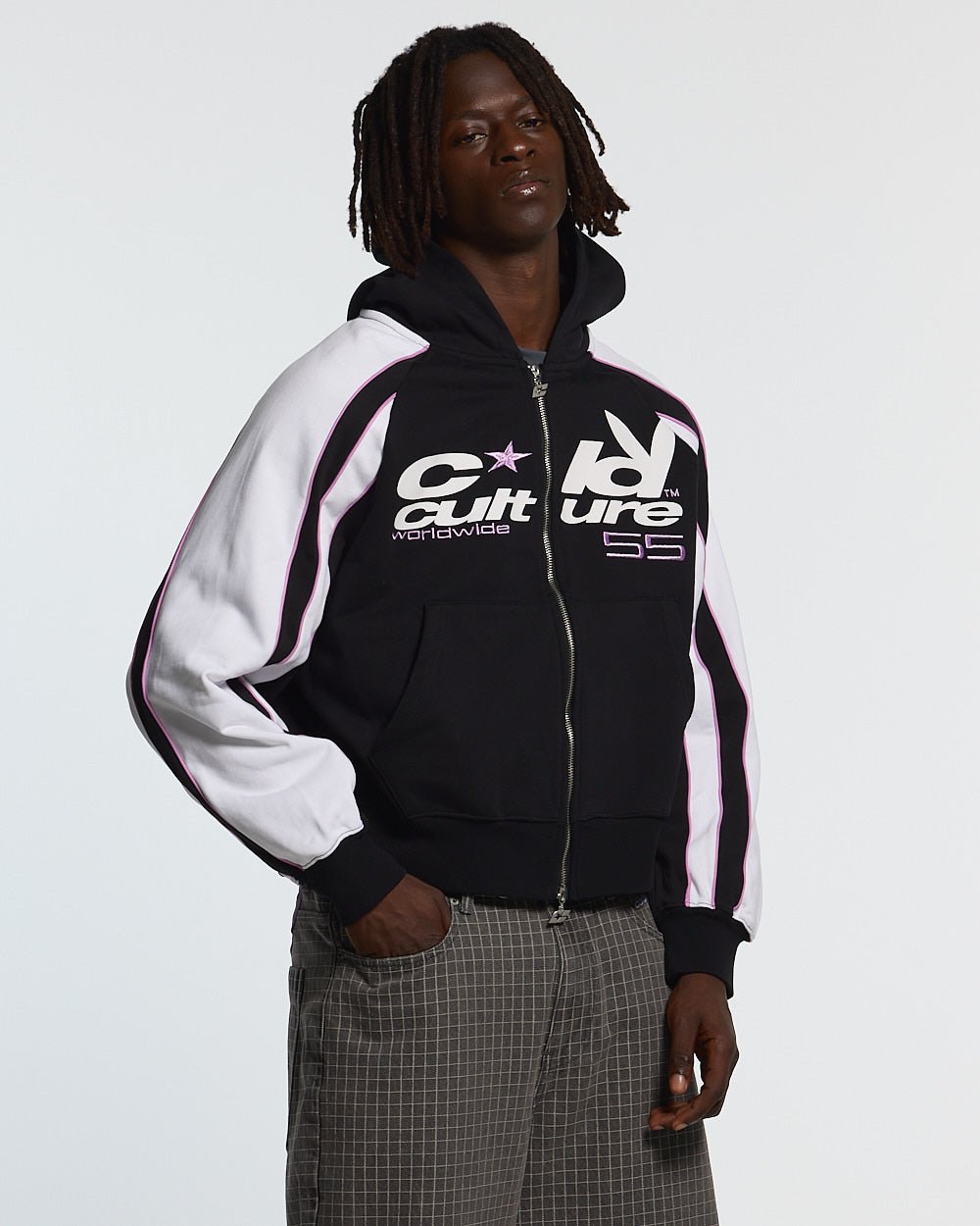 Sudadera con capucha y cremallera TEASE ME, color negro y gris