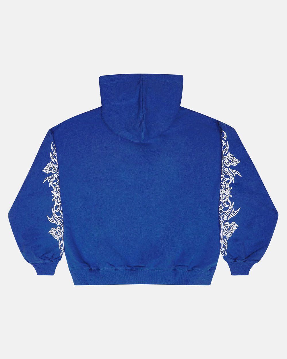 SUDADERA TRIBAL CON CAPUCHA AZUL