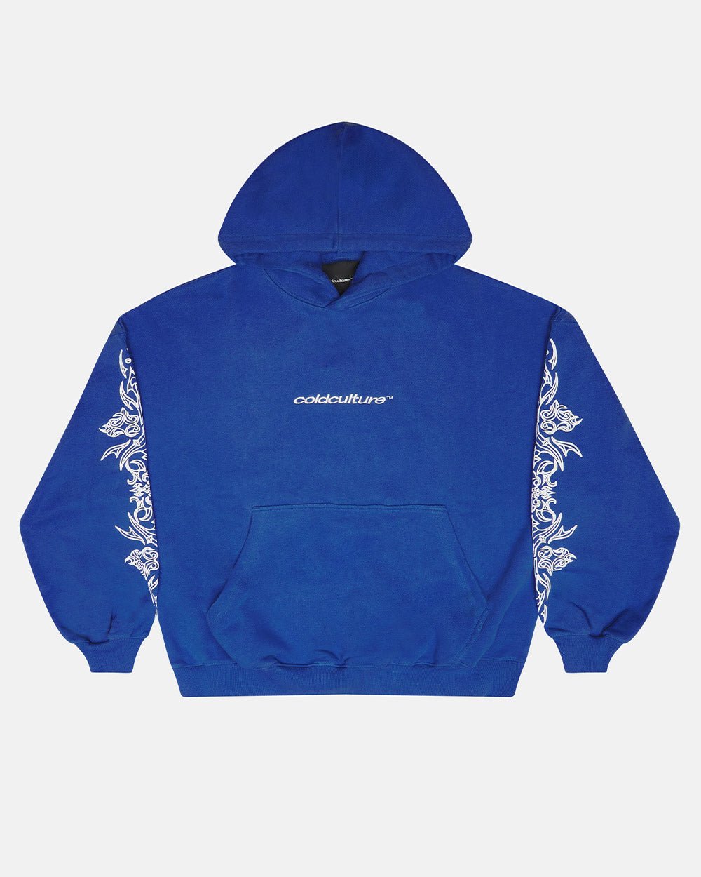 SUDADERA TRIBAL CON CAPUCHA AZUL