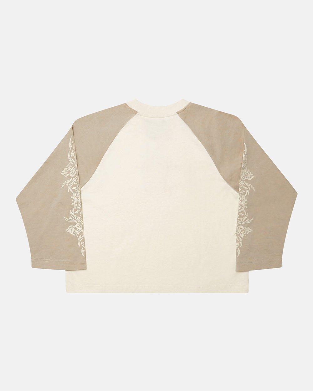 CAMISETA TRIBAL DE MANGA LARGA GRIS Y BLANCO ROJO