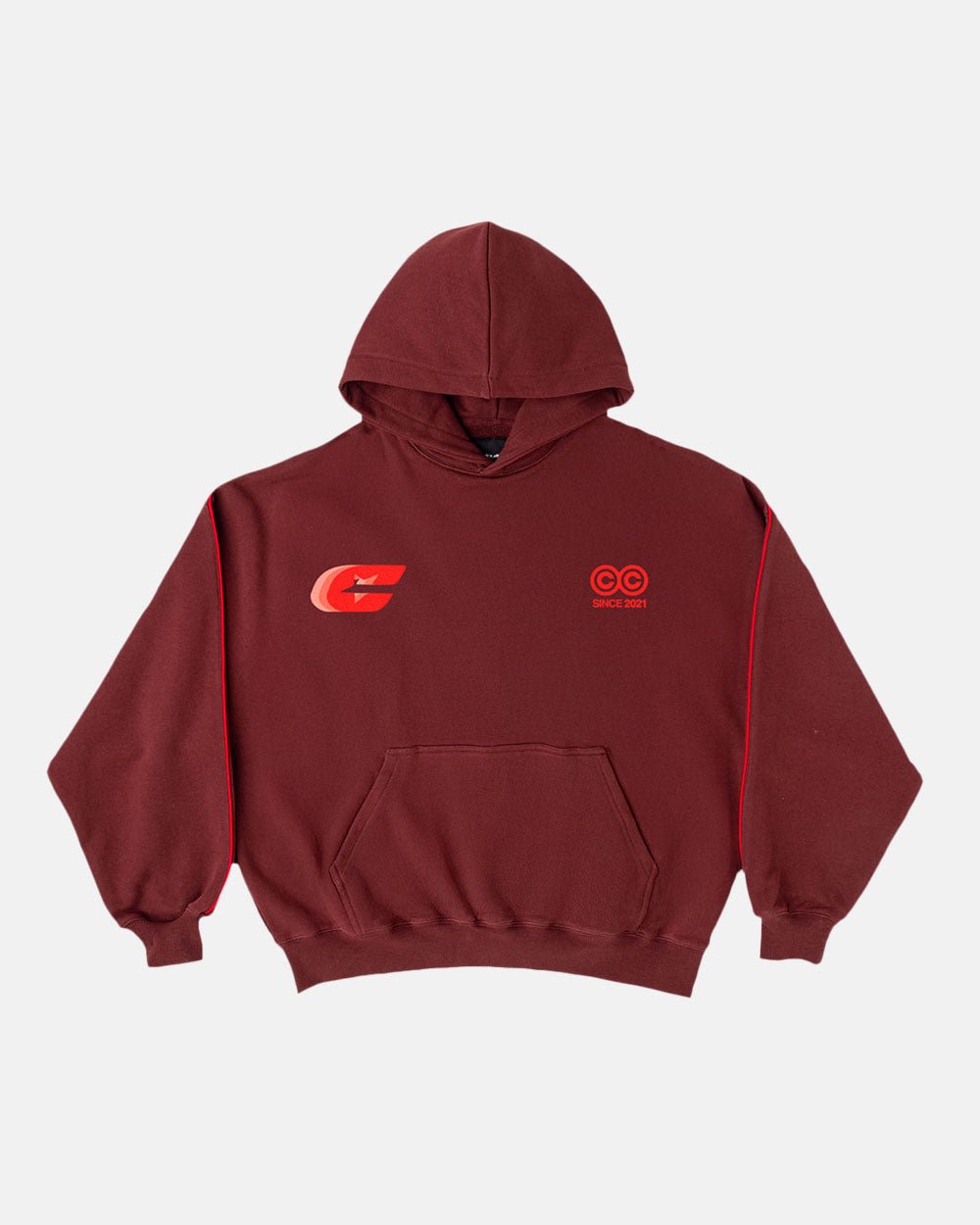 SUDADERA CON CAPUCHA TRIPLE C ROJO ÓXIDO