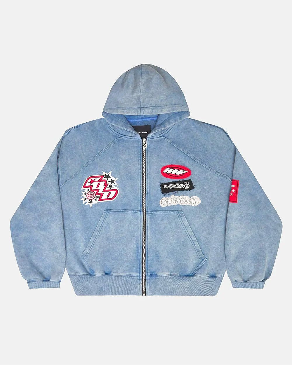 Sudadera con capucha y cremallera Walker, color añil lavado